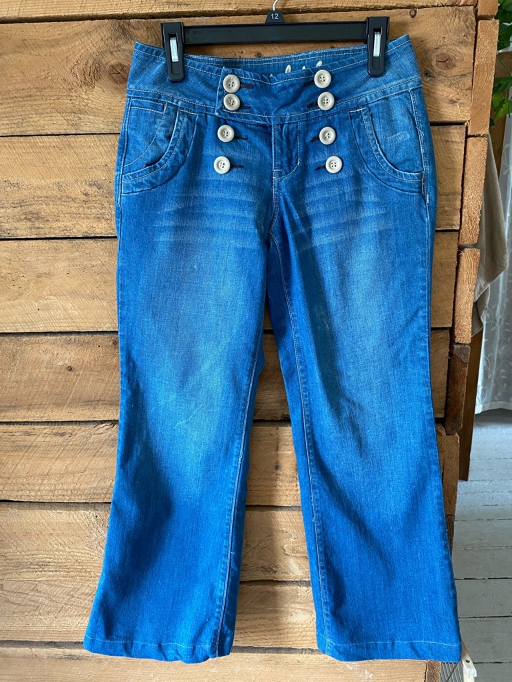 Soundgirl Blue Flared Sailor Button Jeans